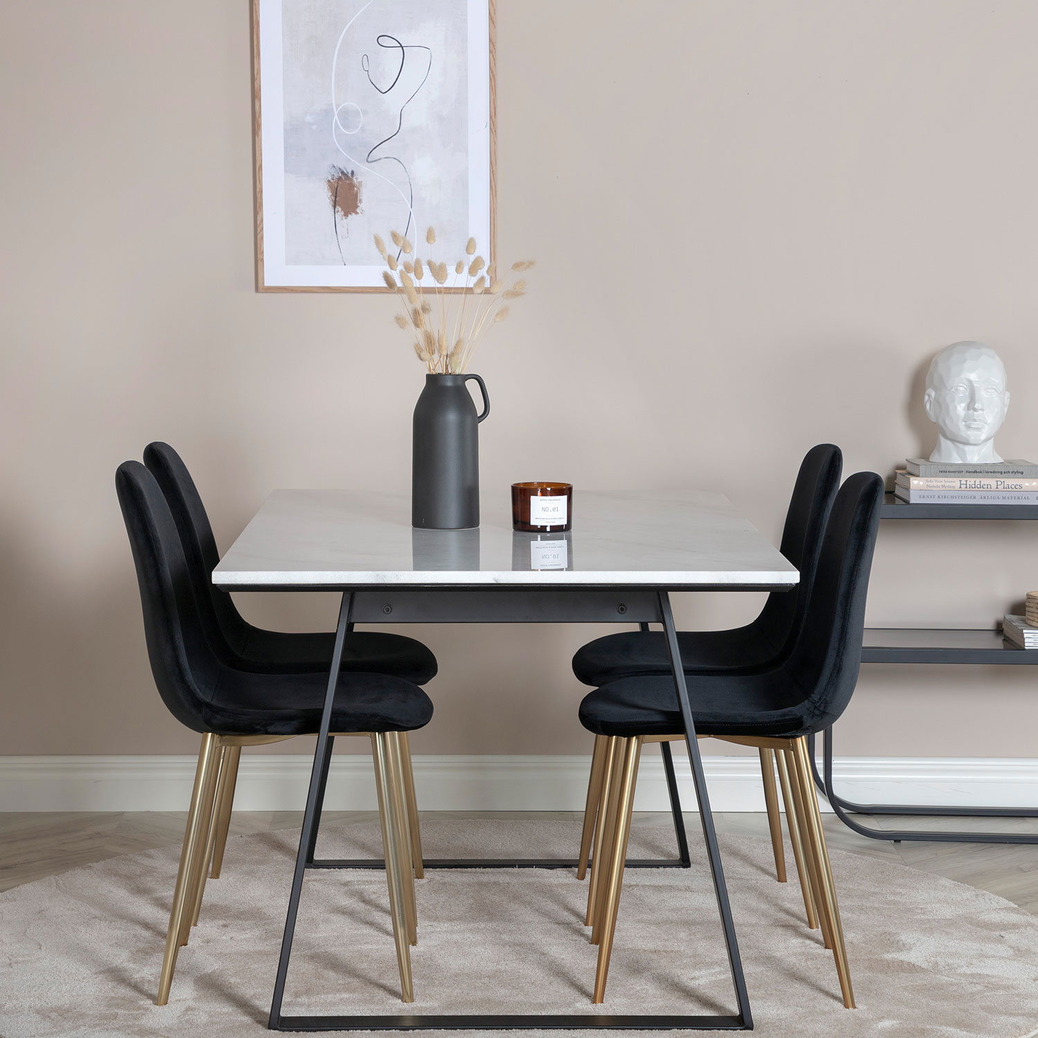 Estelle Dining Table 140*90 - White / Black, Polar Dining Ch Svart