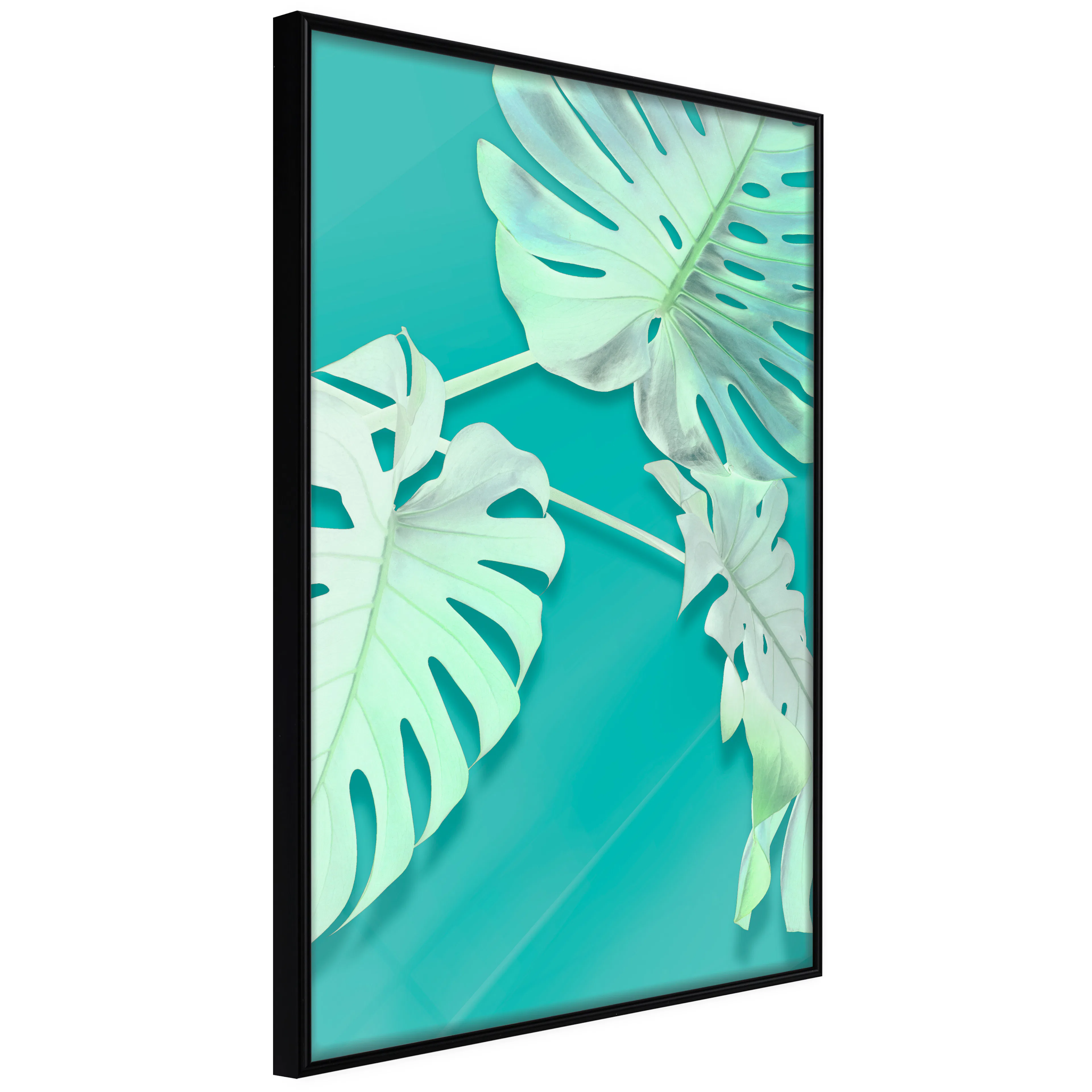 Affisch - Mint Monstera [Poster] 40x60 Svart ram, 40x60 cm