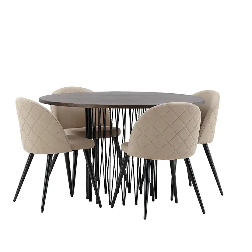 Matgrupp furniture/fashion Stone med 4 Velvet Stitches Stolar