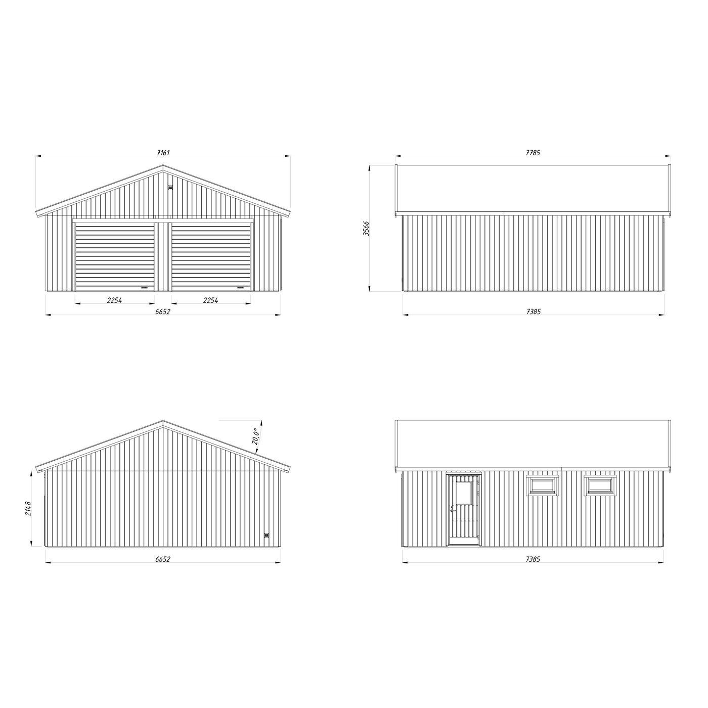 Dubbelgarage Palmako Andre 49,1 m2 med Takskjutport