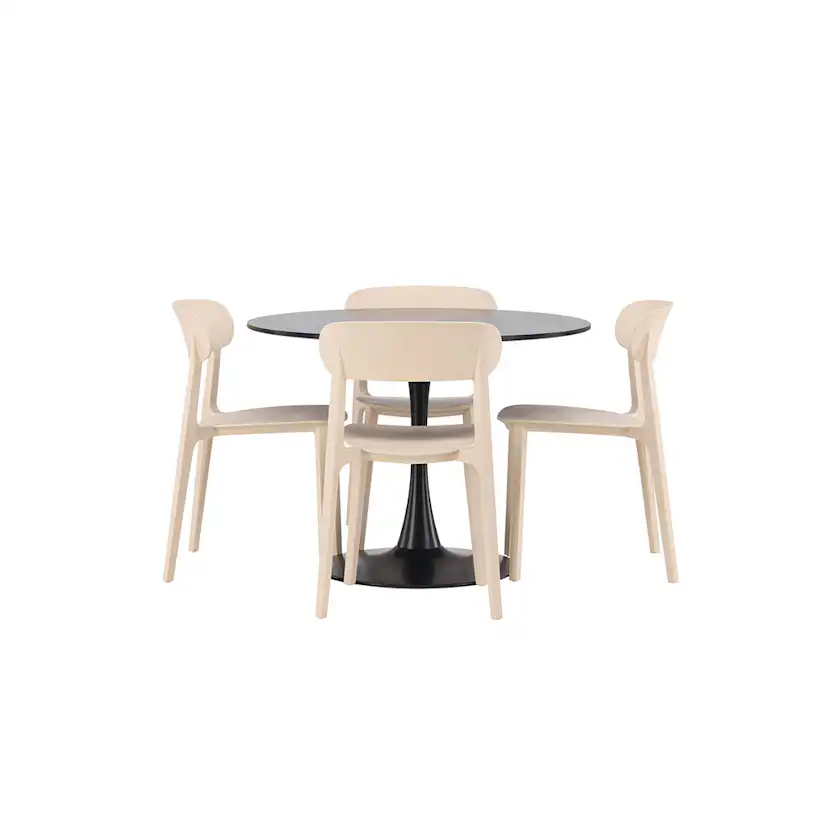 Matgrupp Venture Home Glade Ø 100 cm med 4 Åstol Stolar