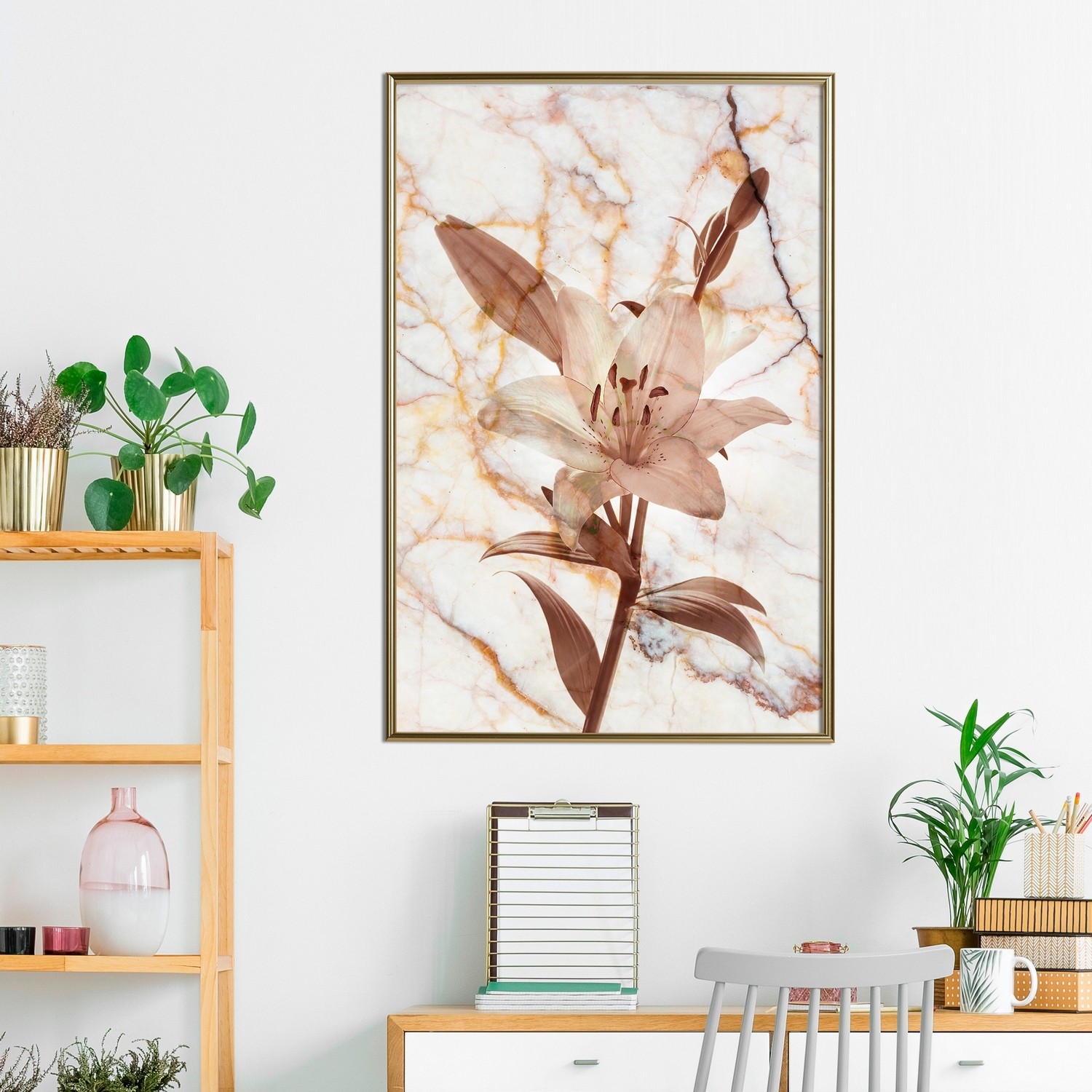 Affisch - Milan Lily [Poster] 30x45 Guld ram, 30x45 cm