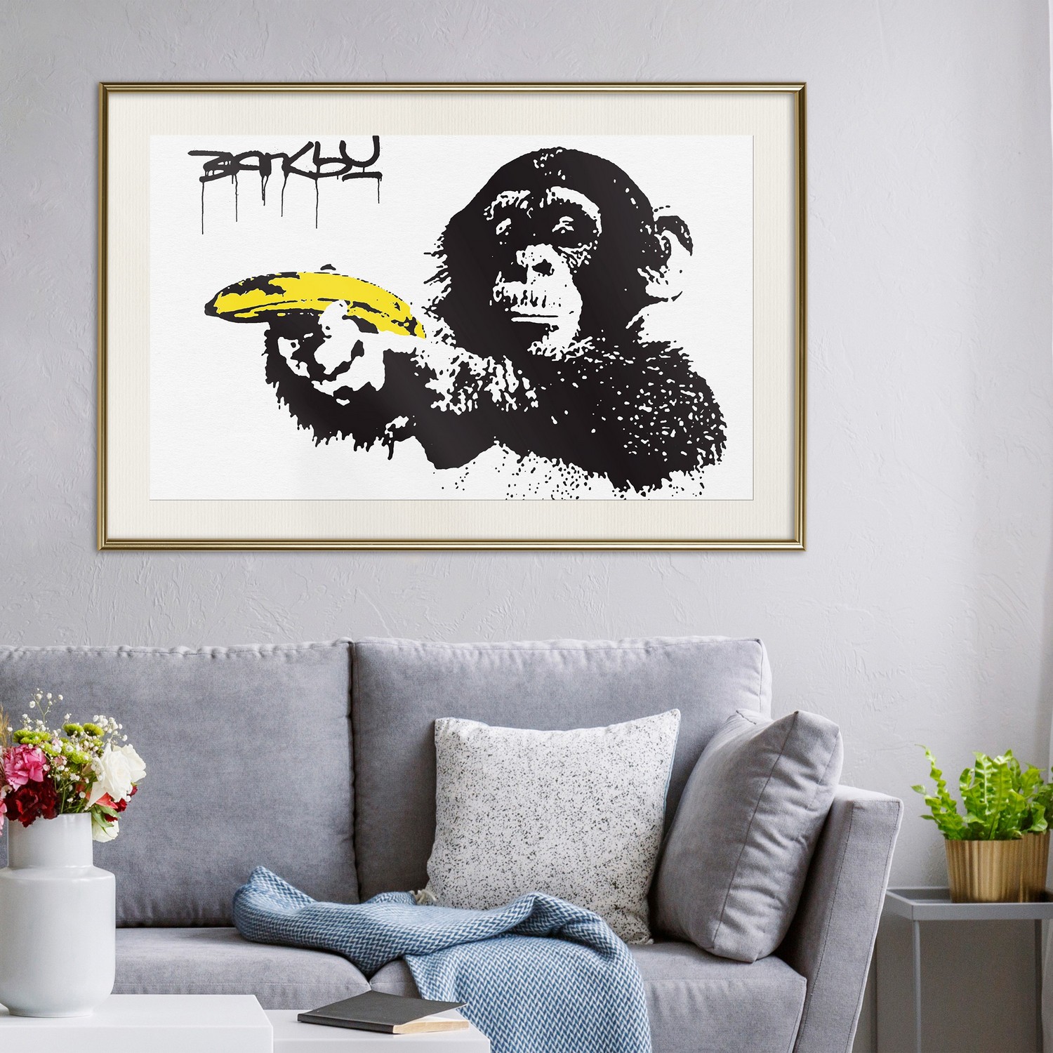 Affisch - Banana Gun [Poster] 45x30 Guld ram med passepartout, 45x30 cm