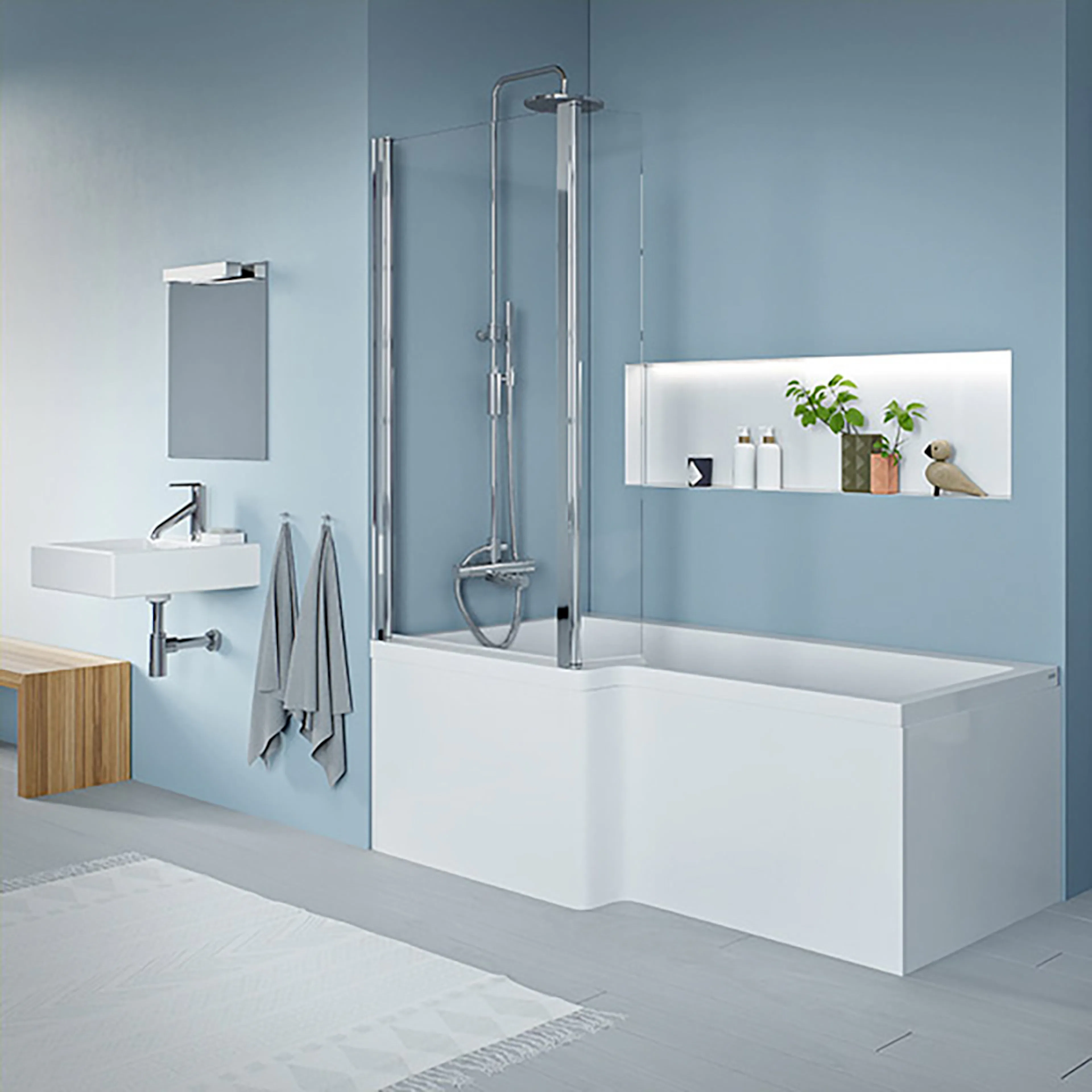 Quantum Showerbath Carr 1600x700/850mm Carronite®, Vänster