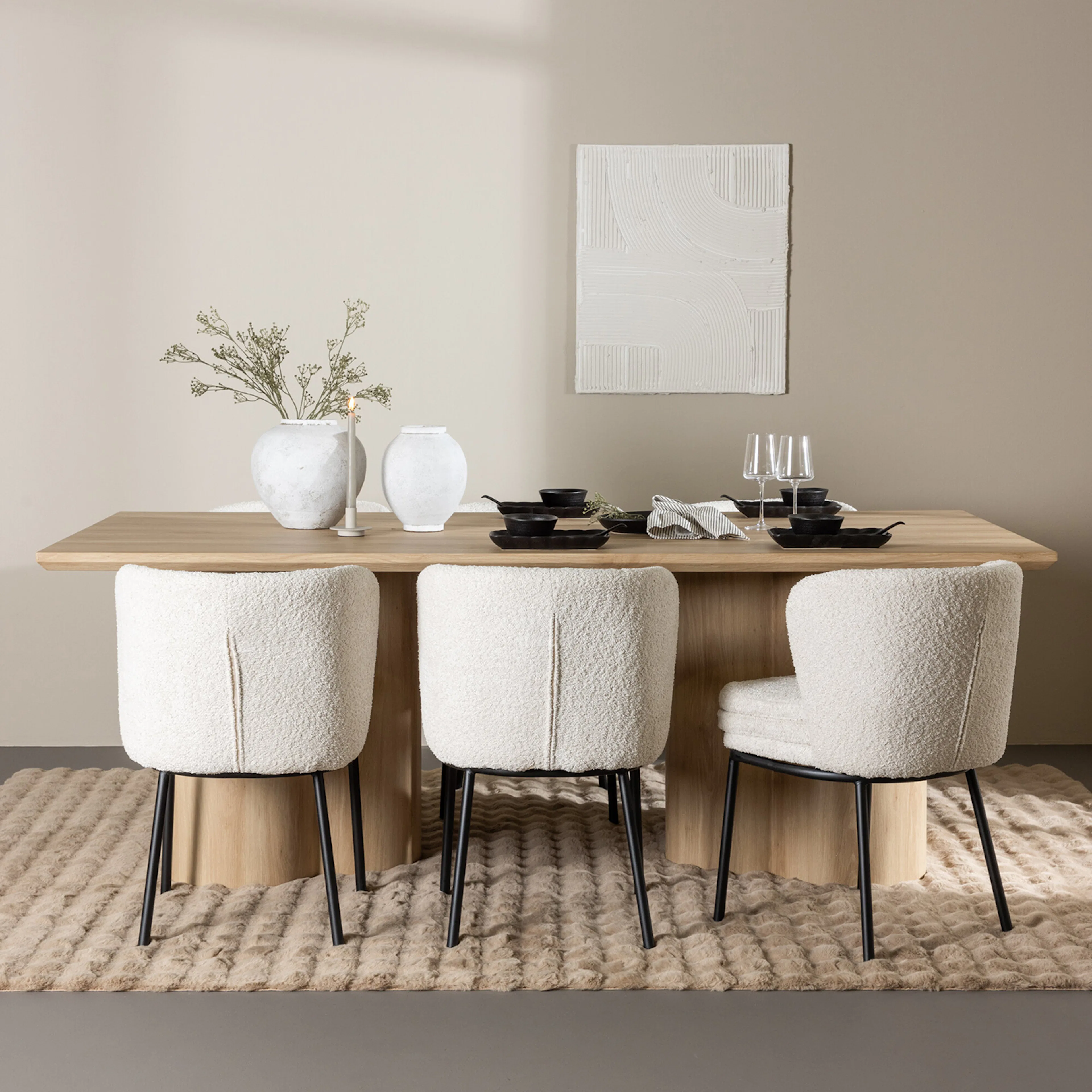 Olivia Dining Table with Agnes Dining Chair Vittvätt/Vit