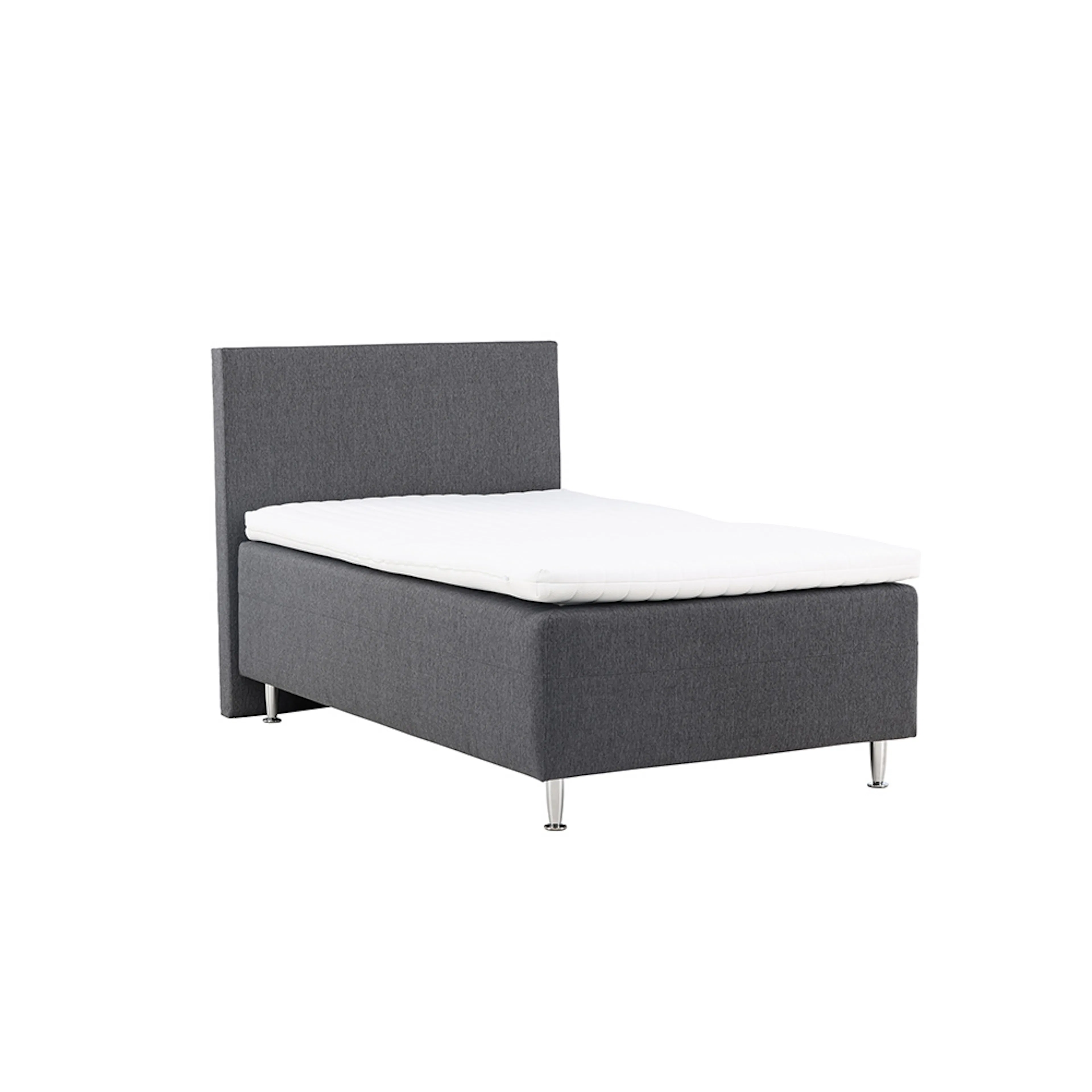 Mesa Bed 120*200 - Matte Silver / Dark grey Fabric Lino 12 Mörkgrå