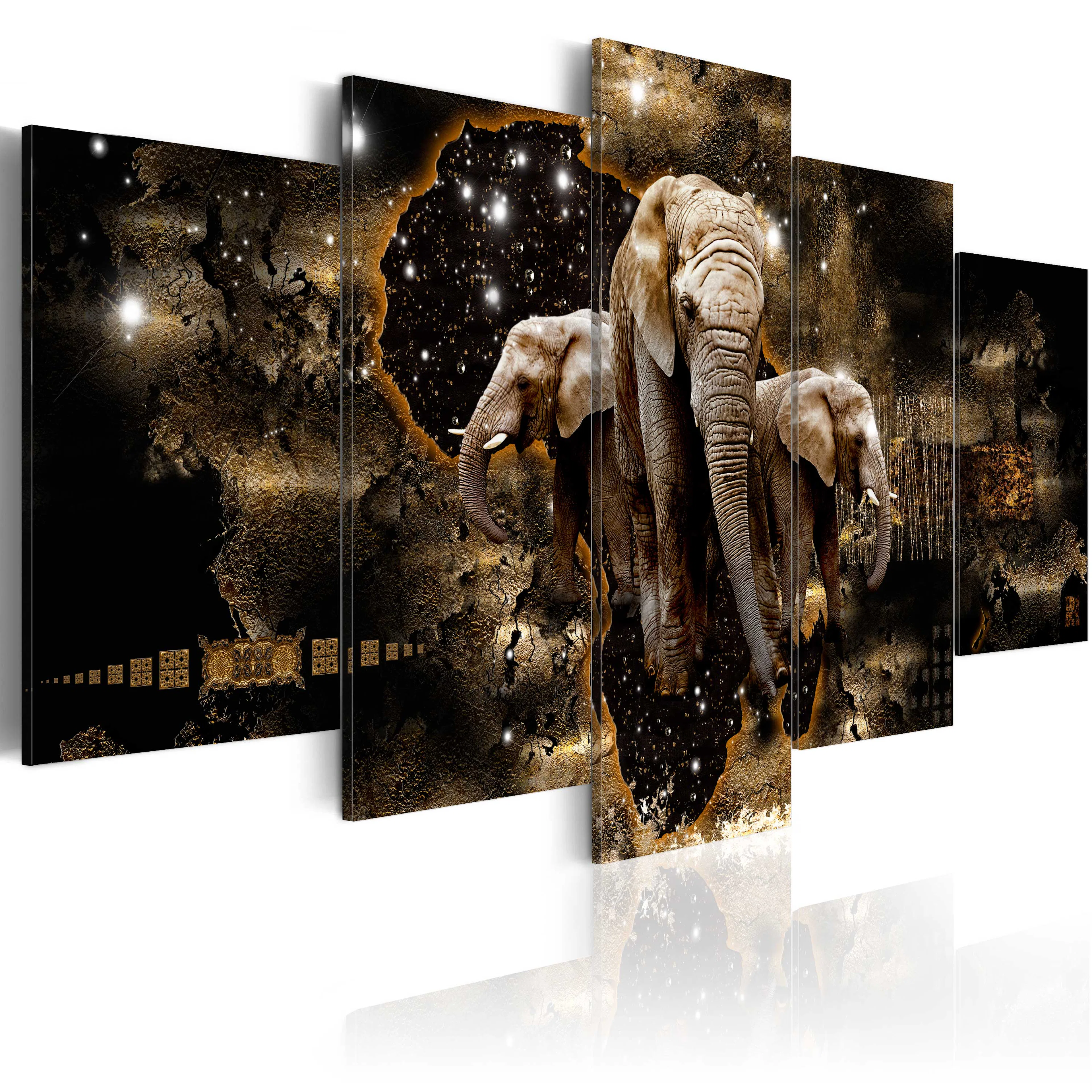 Foto på akryl - Brown Elephants [Glass] 200x100 Mått: 200x100 cm