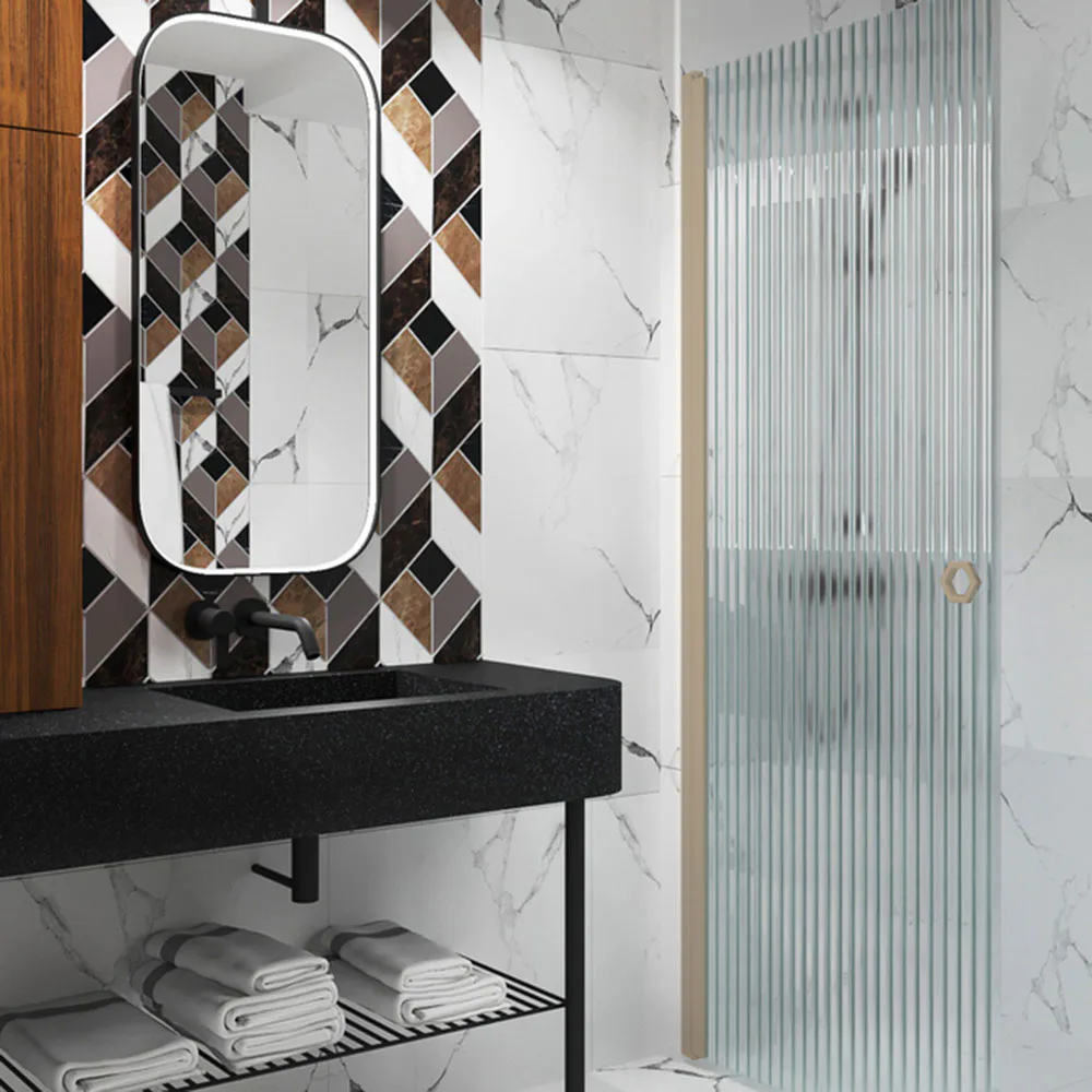 Forma 302 Vändbar duschvägg 385X2025 mm, Reeded, Sand Profiler