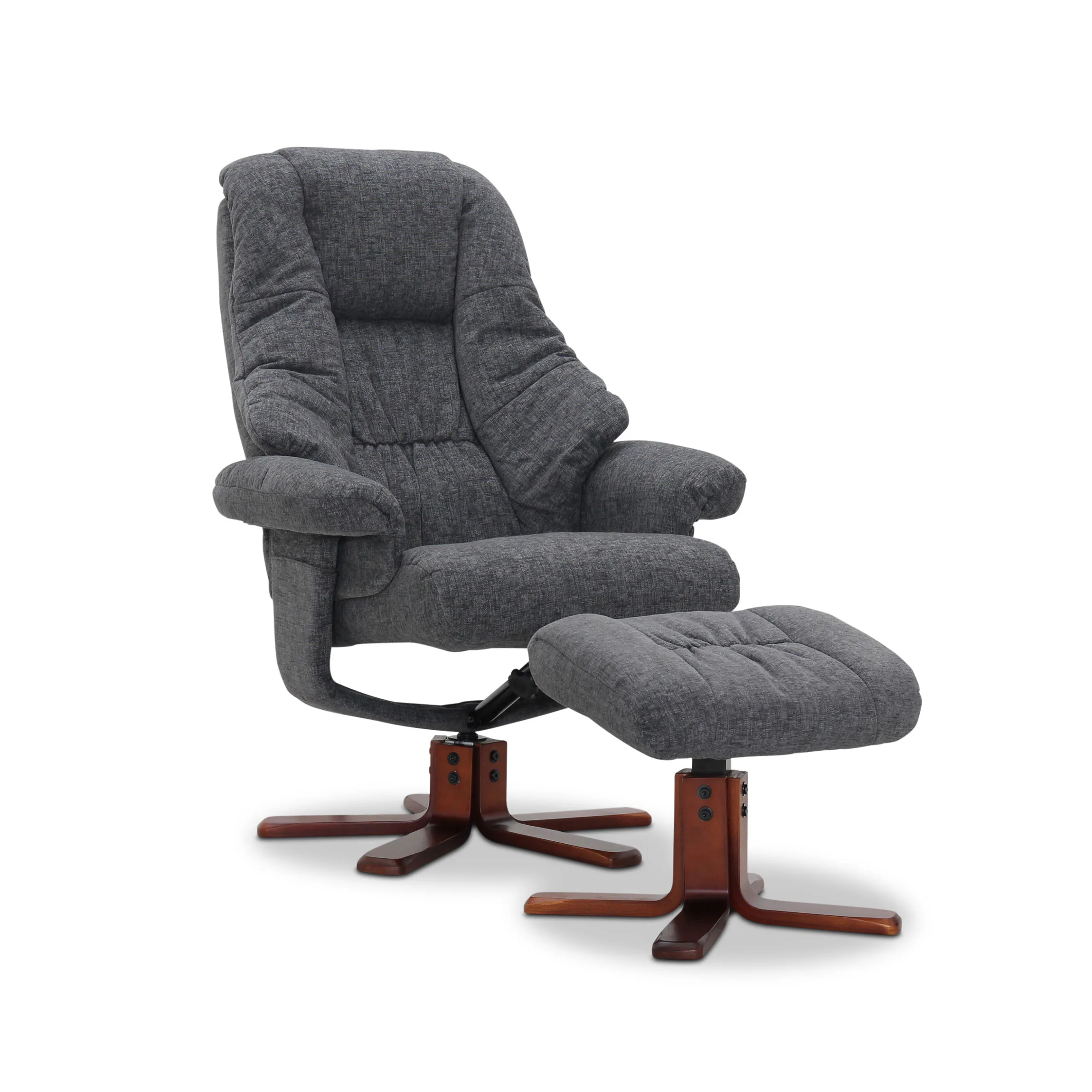 Ställbar Fåtölj Hagagruppen Comfy Becca med Snurrfunktion & Fotpall Gråmelerad Klädsel