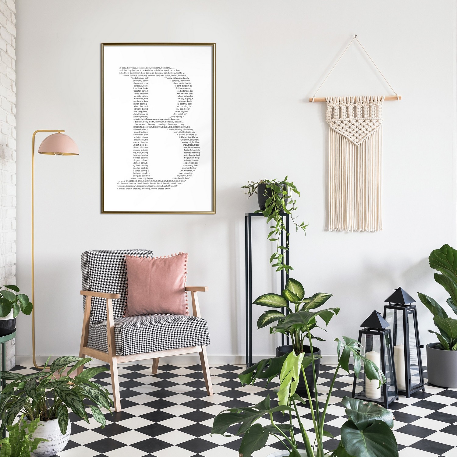 Affisch - Letter B [Poster] 20x30 Guld ram, 20x30 cm