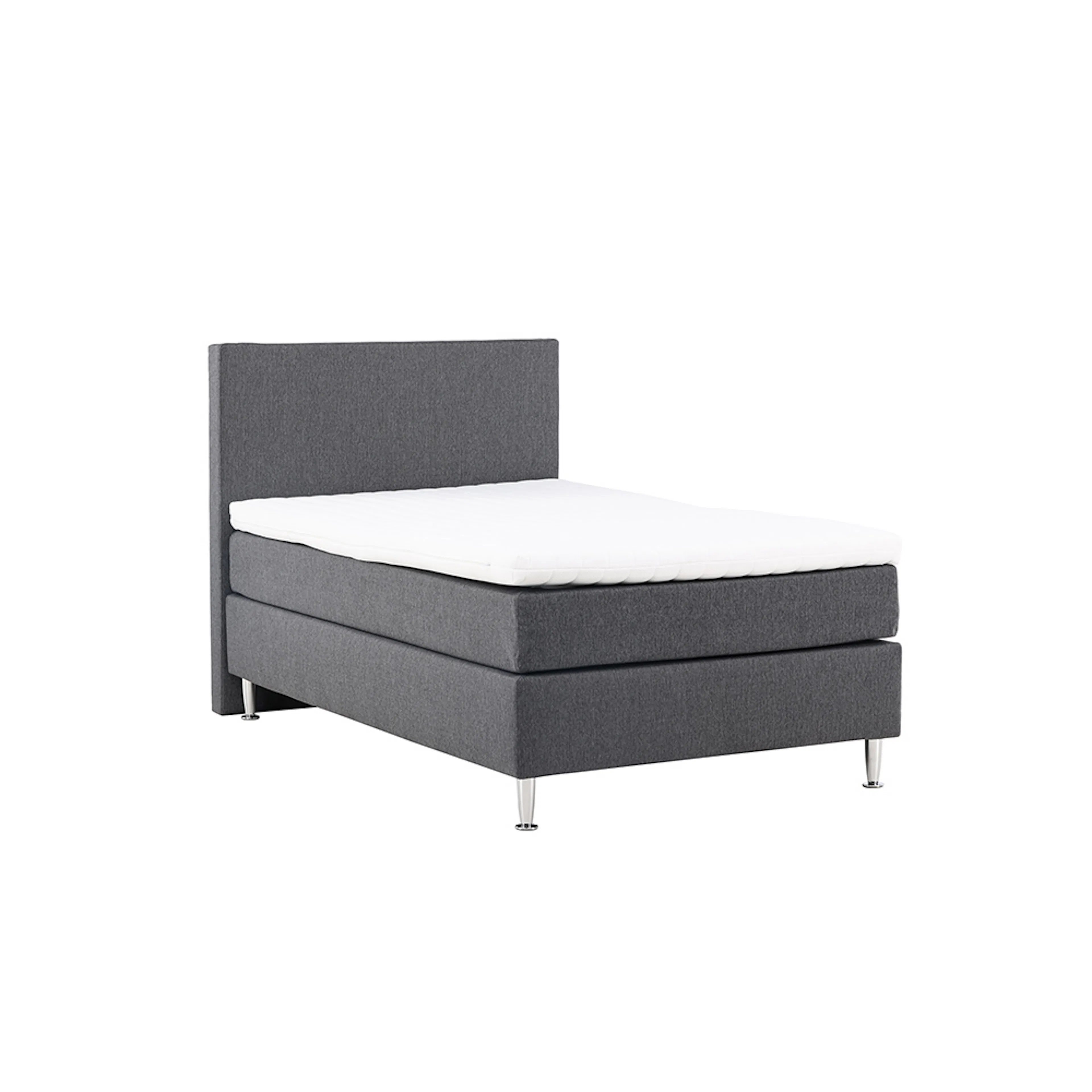 Toledo Bed 120*200 - Matte Silver / Dark grey Fabric Lino 12 Mörkgrå
