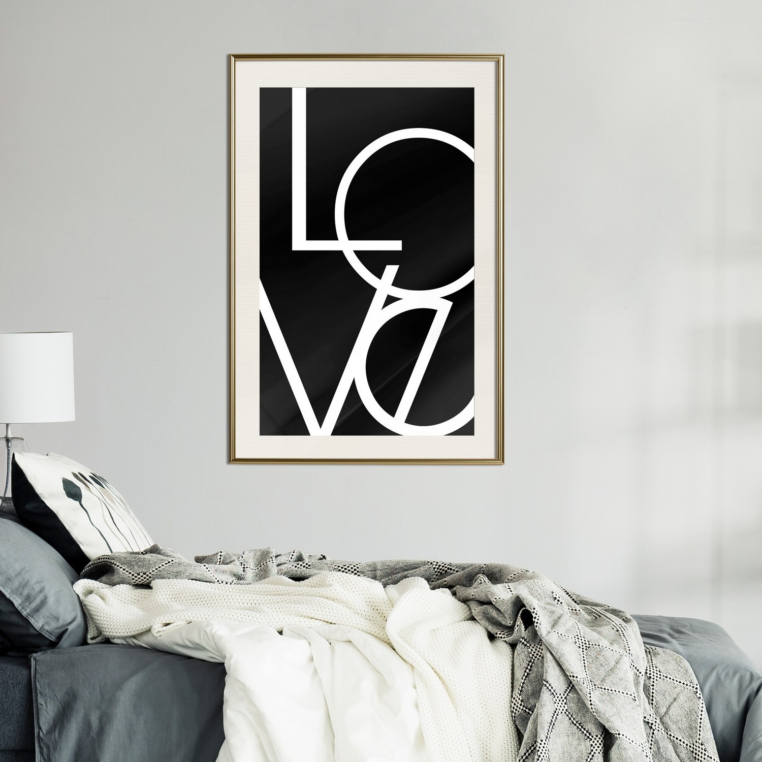 Affisch - Black and White: Love [Poster] 40x60 Guld ram med passepartout, 40x60 cm
