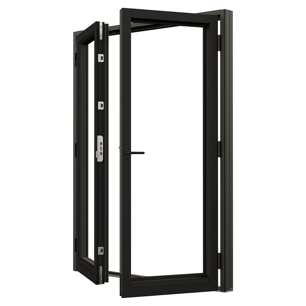 Parfönsterdörr NorDan NTech Helglasad Aluminium BlackLine Svart