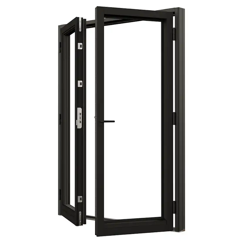 Parfönsterdörr NorDan NTech Helglasad Aluminium BlackLine Svart