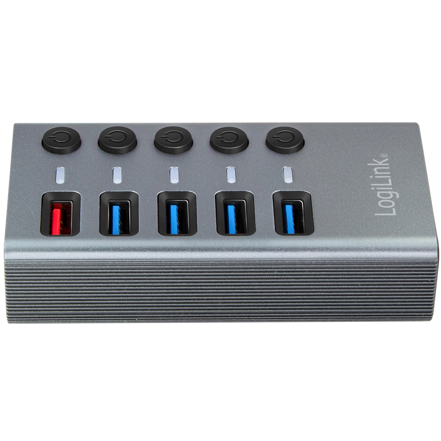 USB-hub LogiLink 4+1-port med Separata På/Av-knappar USB 3.2 Gen 1