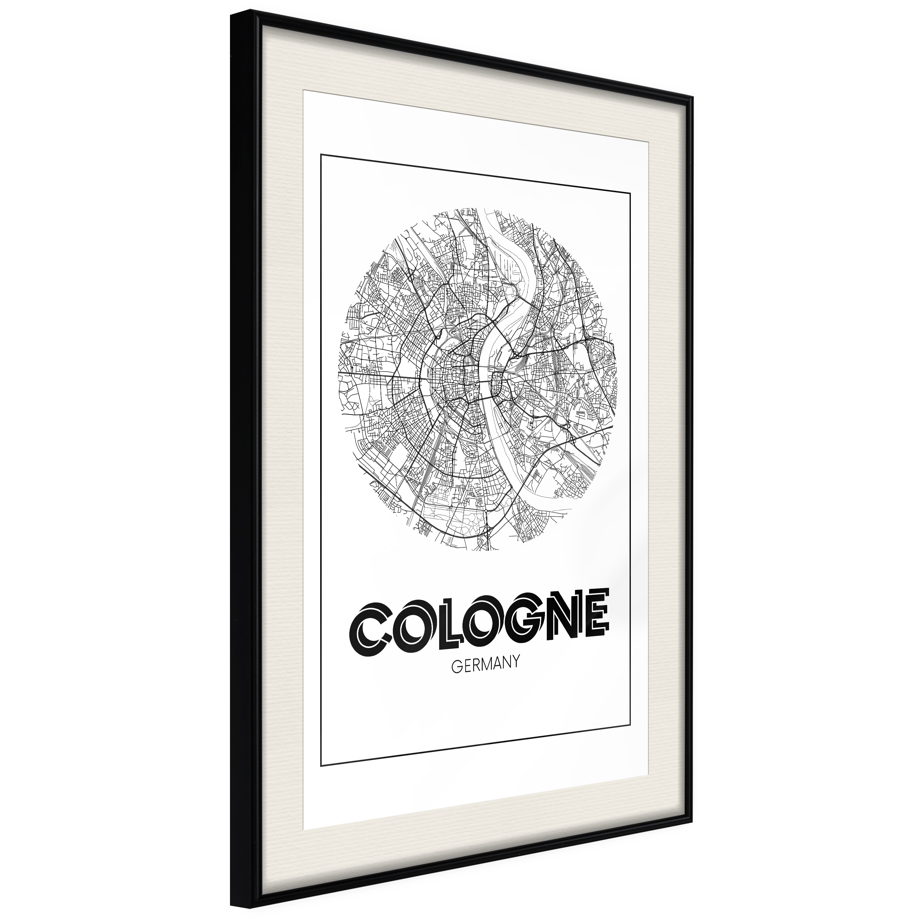 Affisch - Retro Cologne [Poster] 30x45 Svart ram med passepartout, 30x45 cm