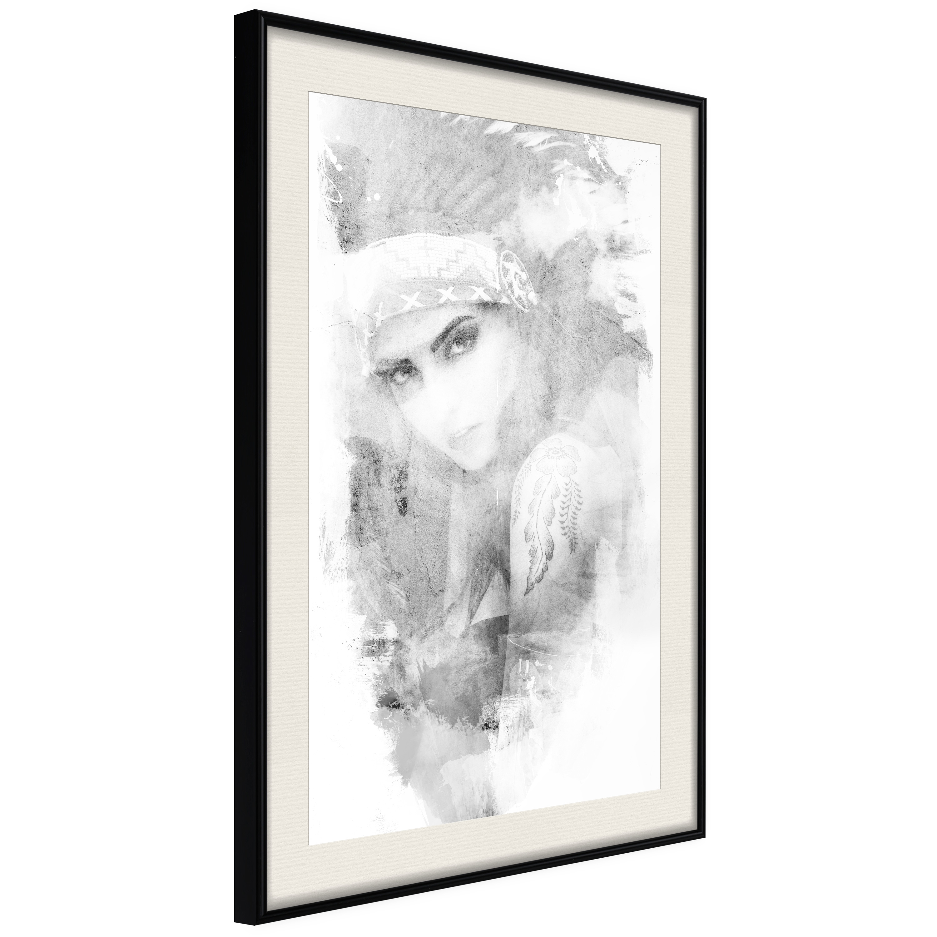 Poster Artgeist Affisch Ethnic Look Svart/Vit