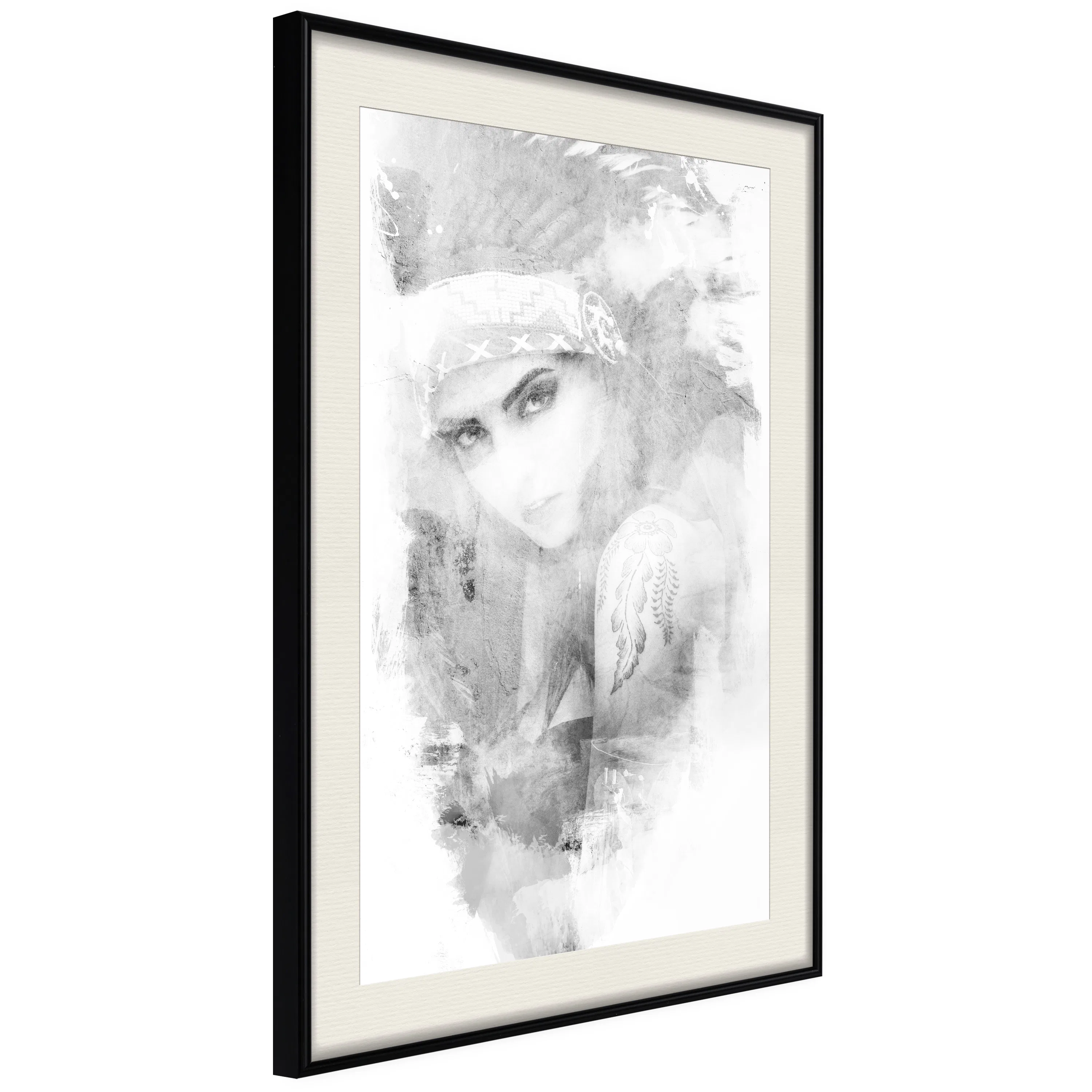 Poster Artgeist Affisch Ethnic Look Svart/Vit