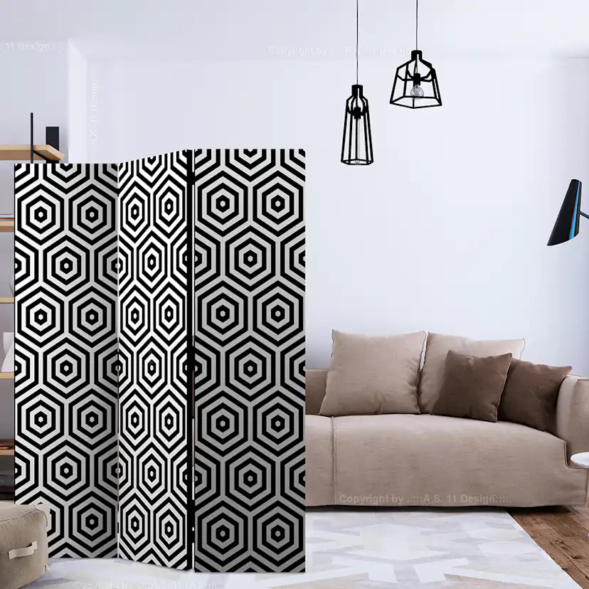 Rumsavdelare Skärmvägg Arkiio Black And White Hypnosis 135x172 cm