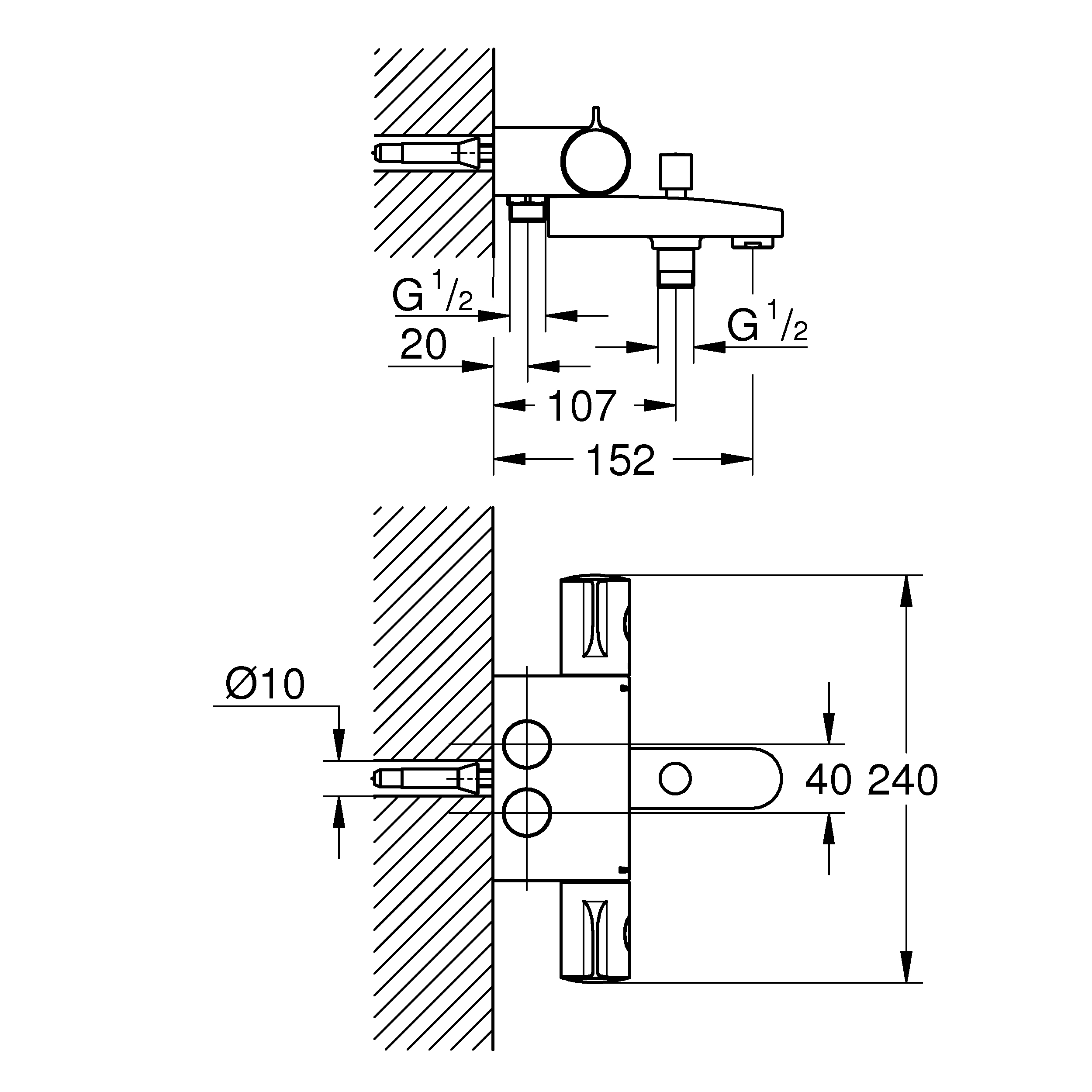 Badkarsblandare Grohe Grotherm 800 40 cc