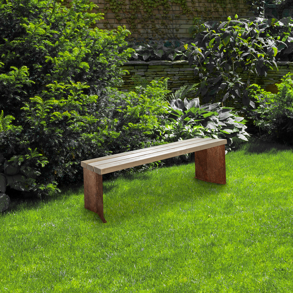 Parkbänk 2-pack bänkstativ corten Corten