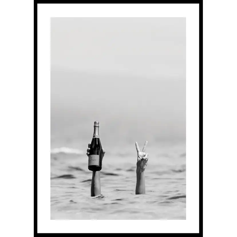 Poster Gallerix Champagne Victory B&W