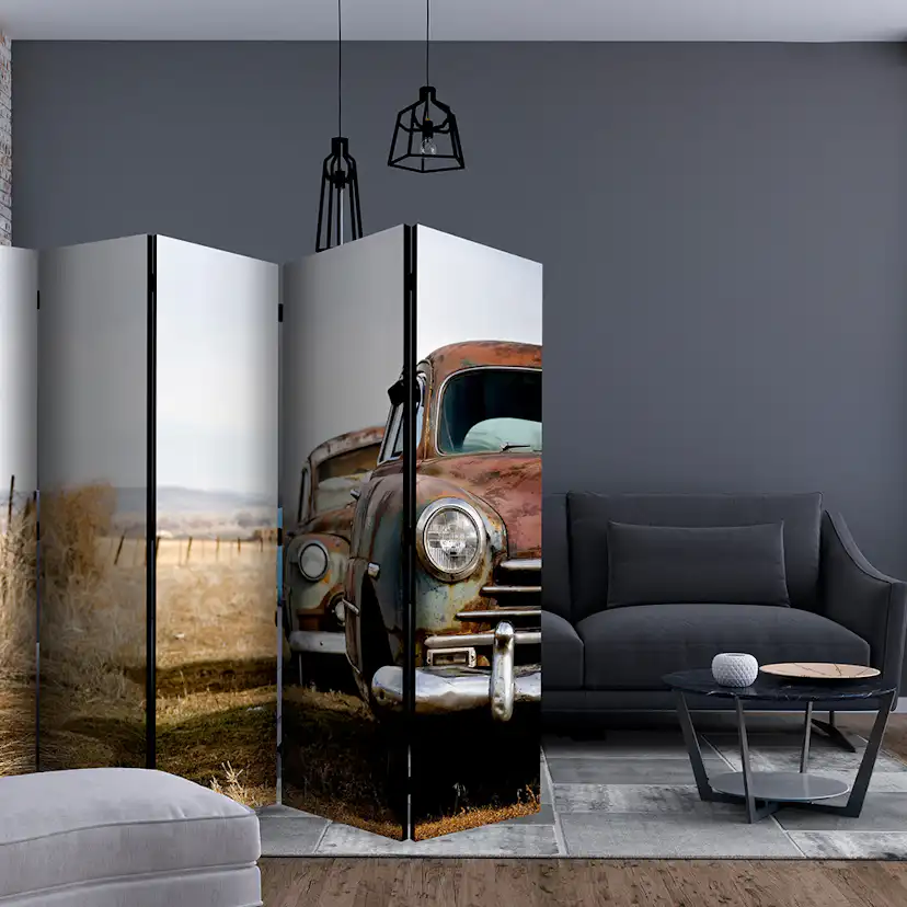 Rumsavdelare Skärmvägg Arkiio Two Old American Cars II 225x172 cm