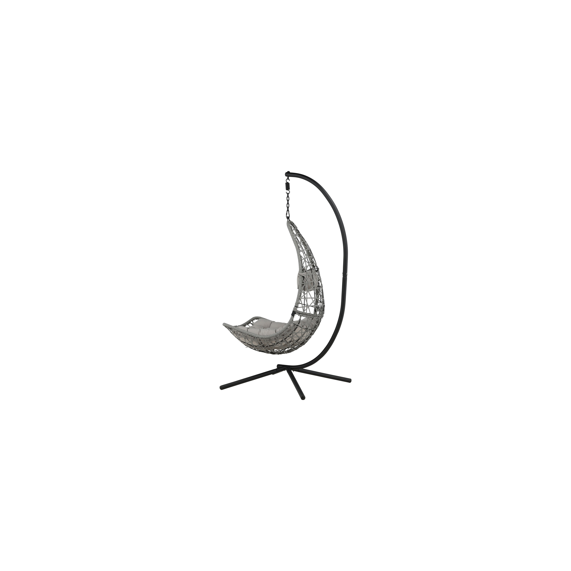 Edinburgh Hanging chair - Black frame/grey wicker/grey cushi Grå