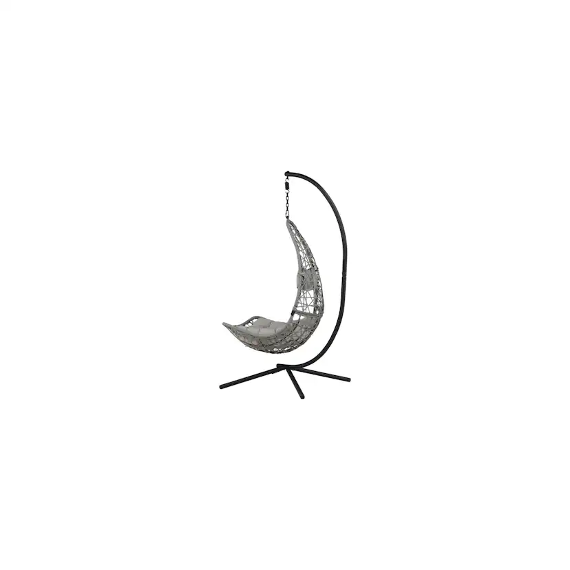 Edinburgh Hanging chair - Black frame/grey wicker/grey cushi Grå