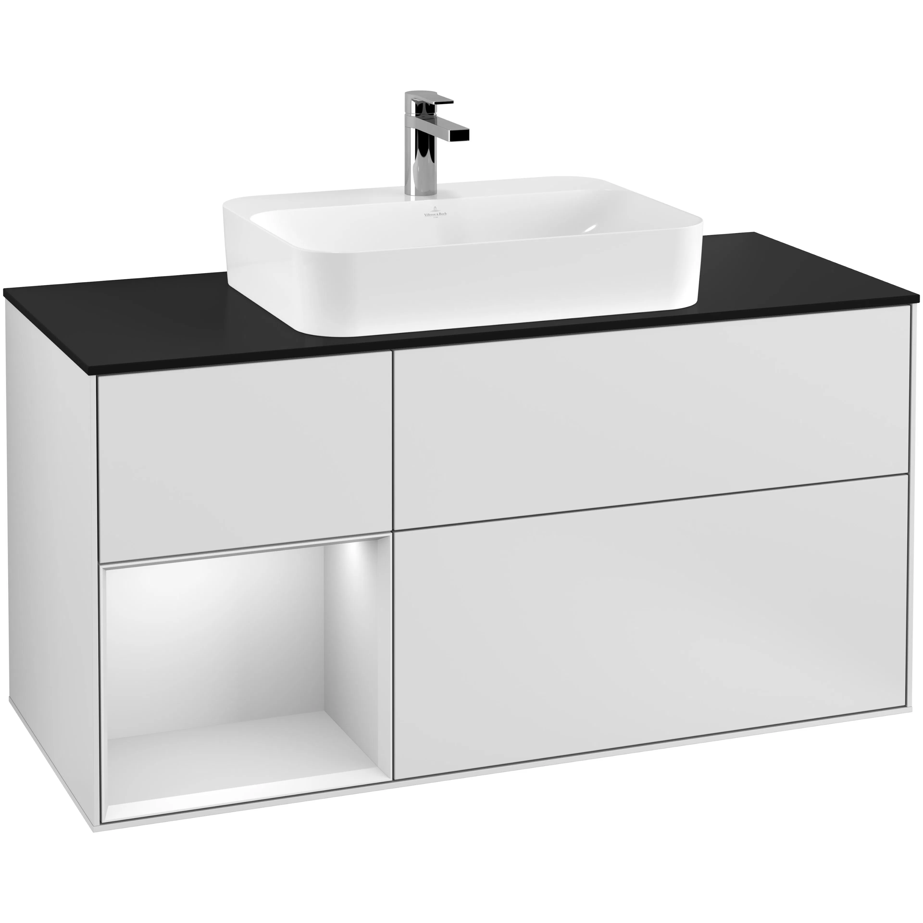 Tvättställsskåp Villeroy & Boch Finion med 3 Lådor Hylla och Bänkskiva för Ytmonterat Tvättställ