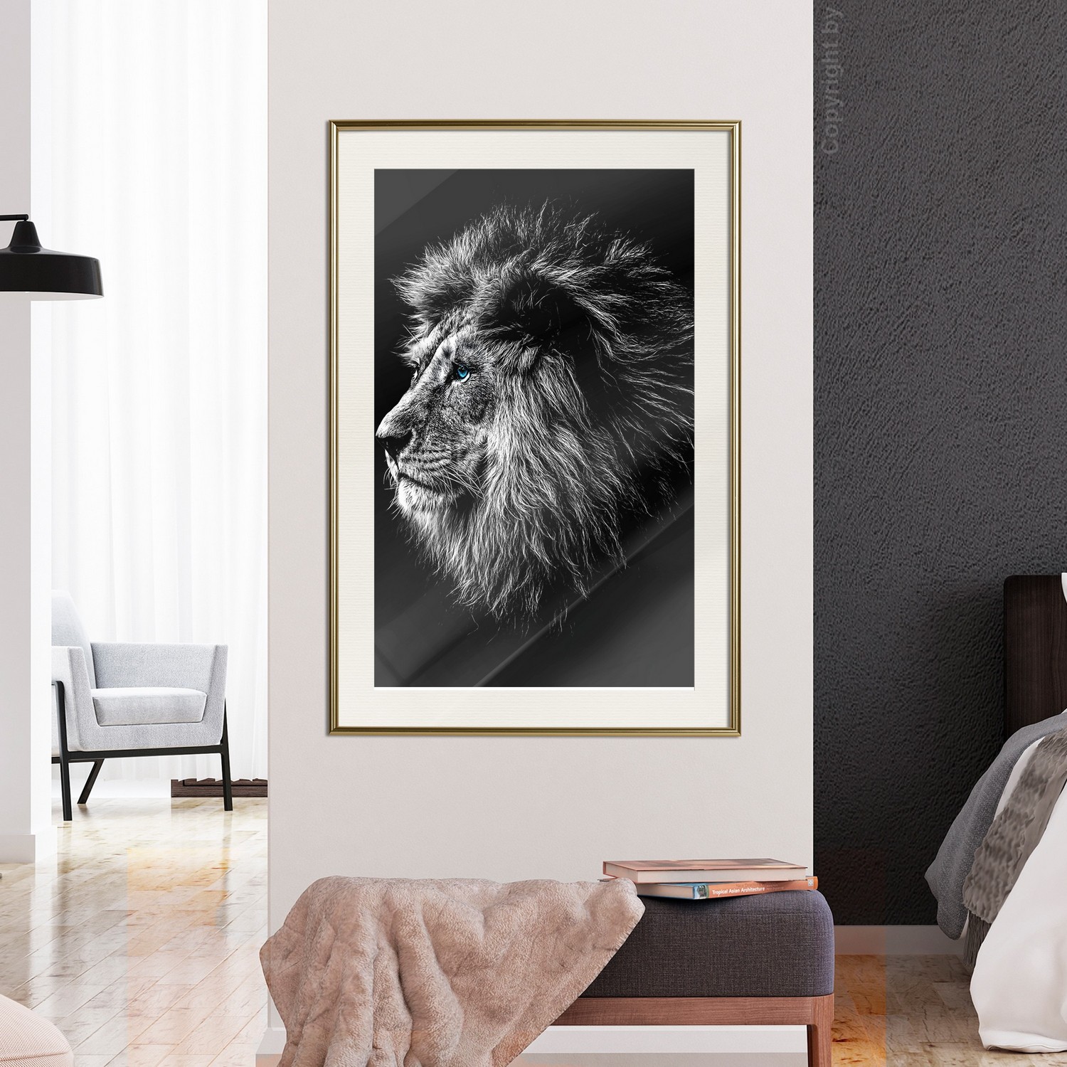 Poster Artgeist Affisch Blue-eyed Lion