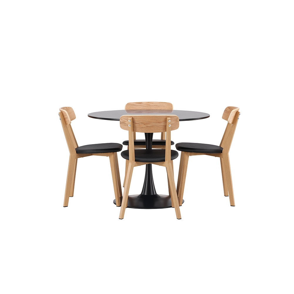 Matgrupp Venture Home Glade Ø 100 cm med 4 Sanjos Stolar