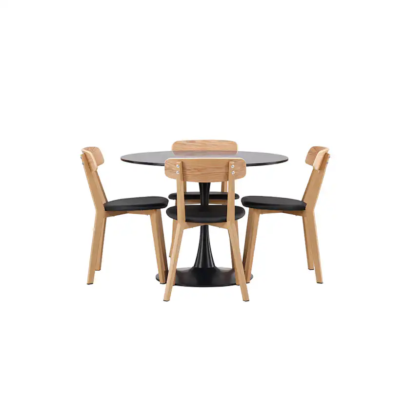 Matgrupp Venture Home Glade Ø 100 cm med 4 Sanjos Stolar
