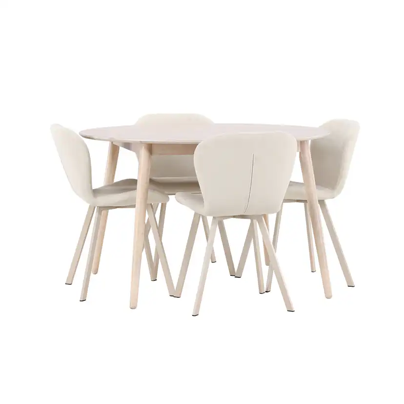 Matgrupp Venture Home Flora Ø120 cm med 4st Lilja Matstolar
