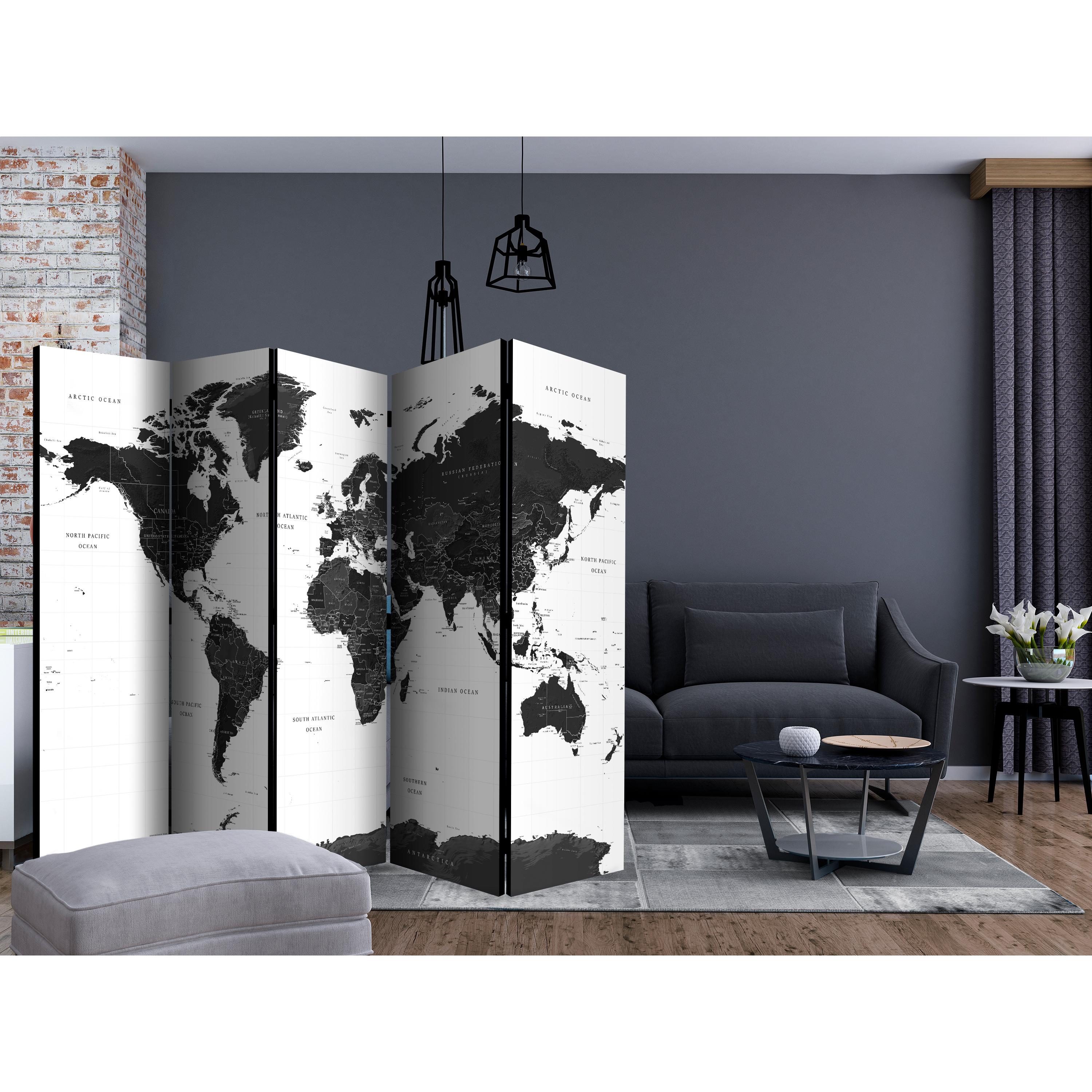 Rumsavdelare Arkiio Black and White Map II 225x172 cm