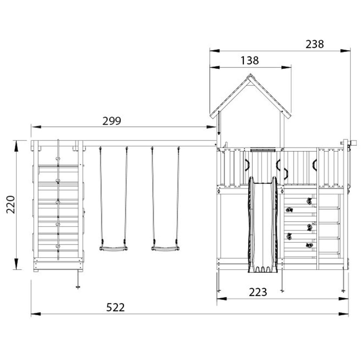 Lektorn Jungle Gym Mansion 2.1 Klättermodul Blå Rutschkana