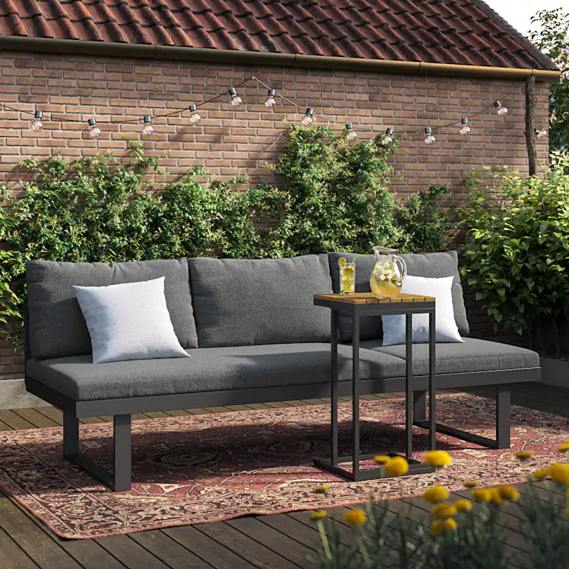 Utesoffa deNoord Samira Fällbar Utesoffa med soffbord - Solsäng i aluminium