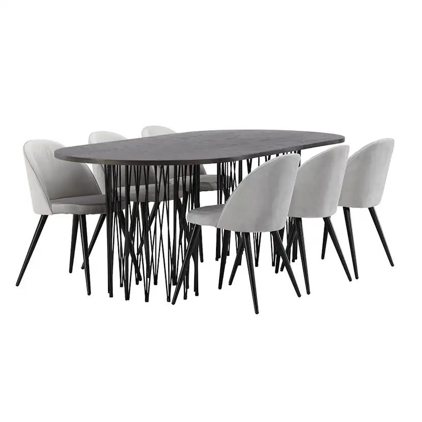 Matgrupp furniture/fashion Stone med 6 Velvet Stolar