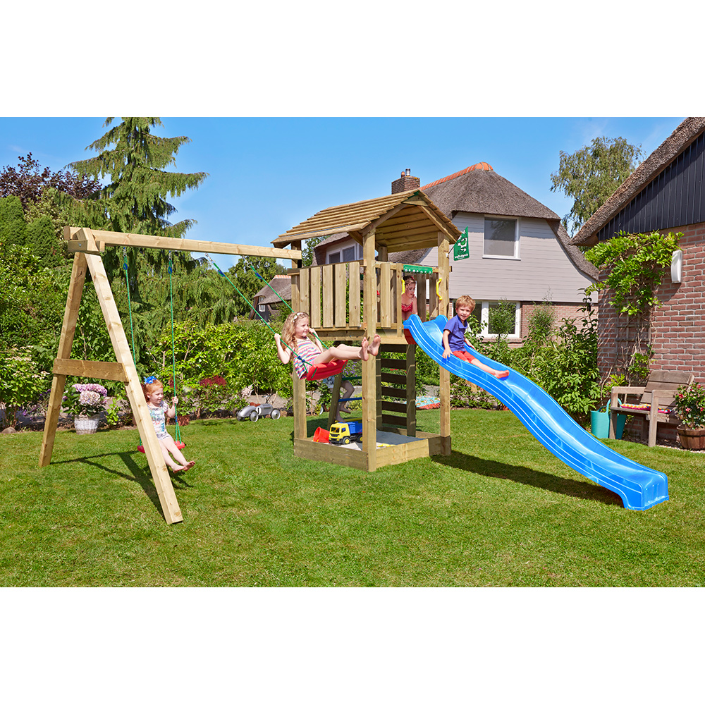 Lektorn Jungle Gym Cottage 2.1 Gungmodul Blå Rutschkana & Sand