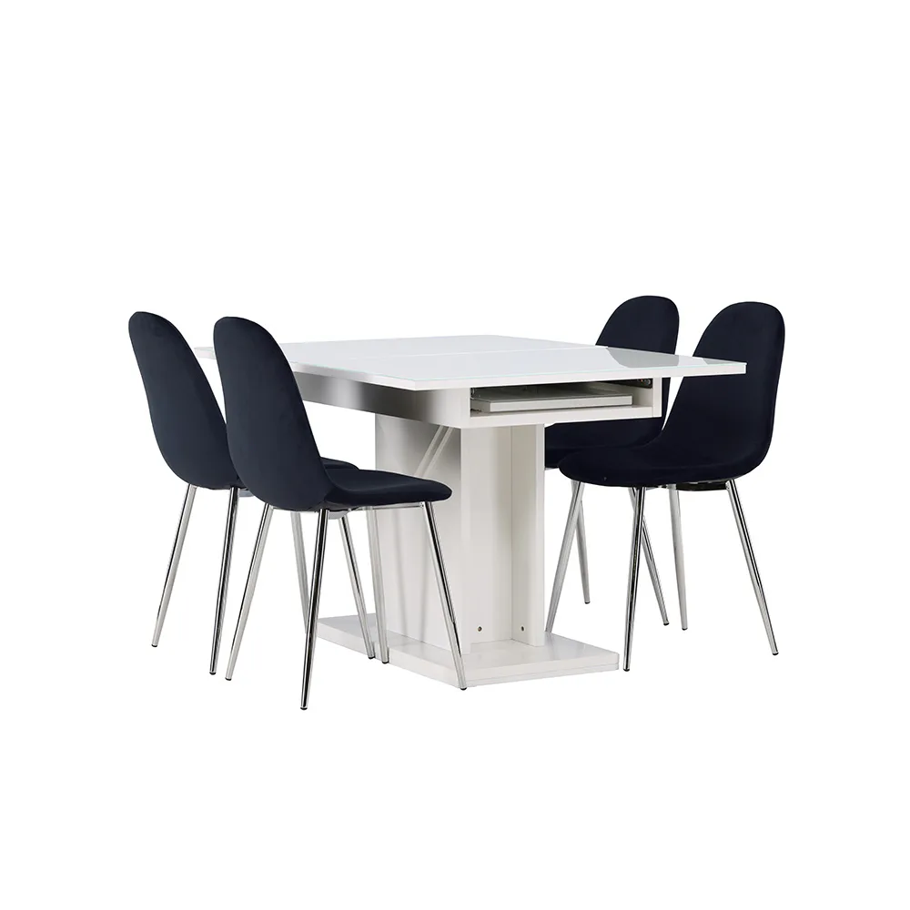 Matgrupp Venture Home Pluto med 4 Polar Sammet Stolar