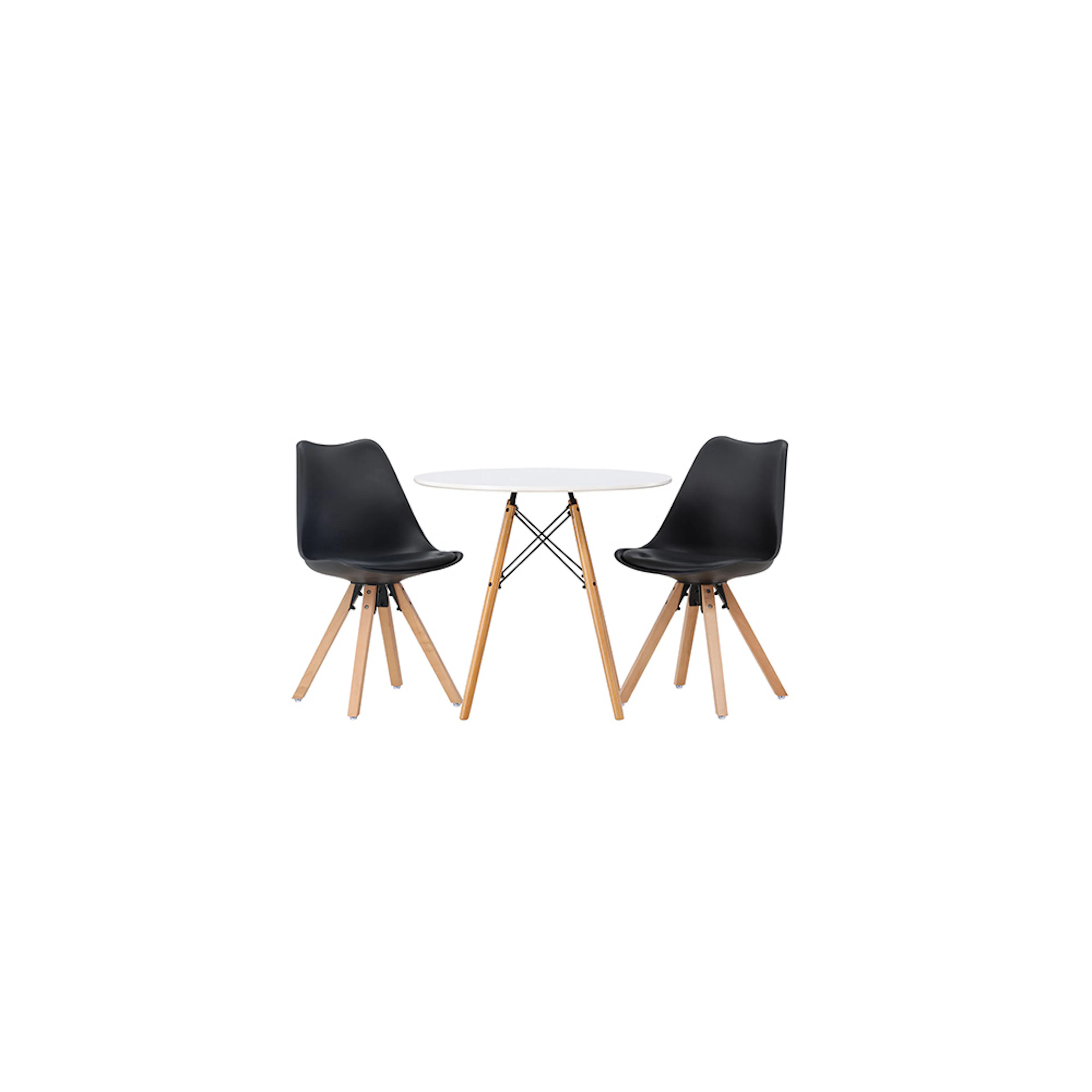 Matgrupp Venture Home Danburi Ø60 cm med 2 st Zeno stolar Svart/Natur