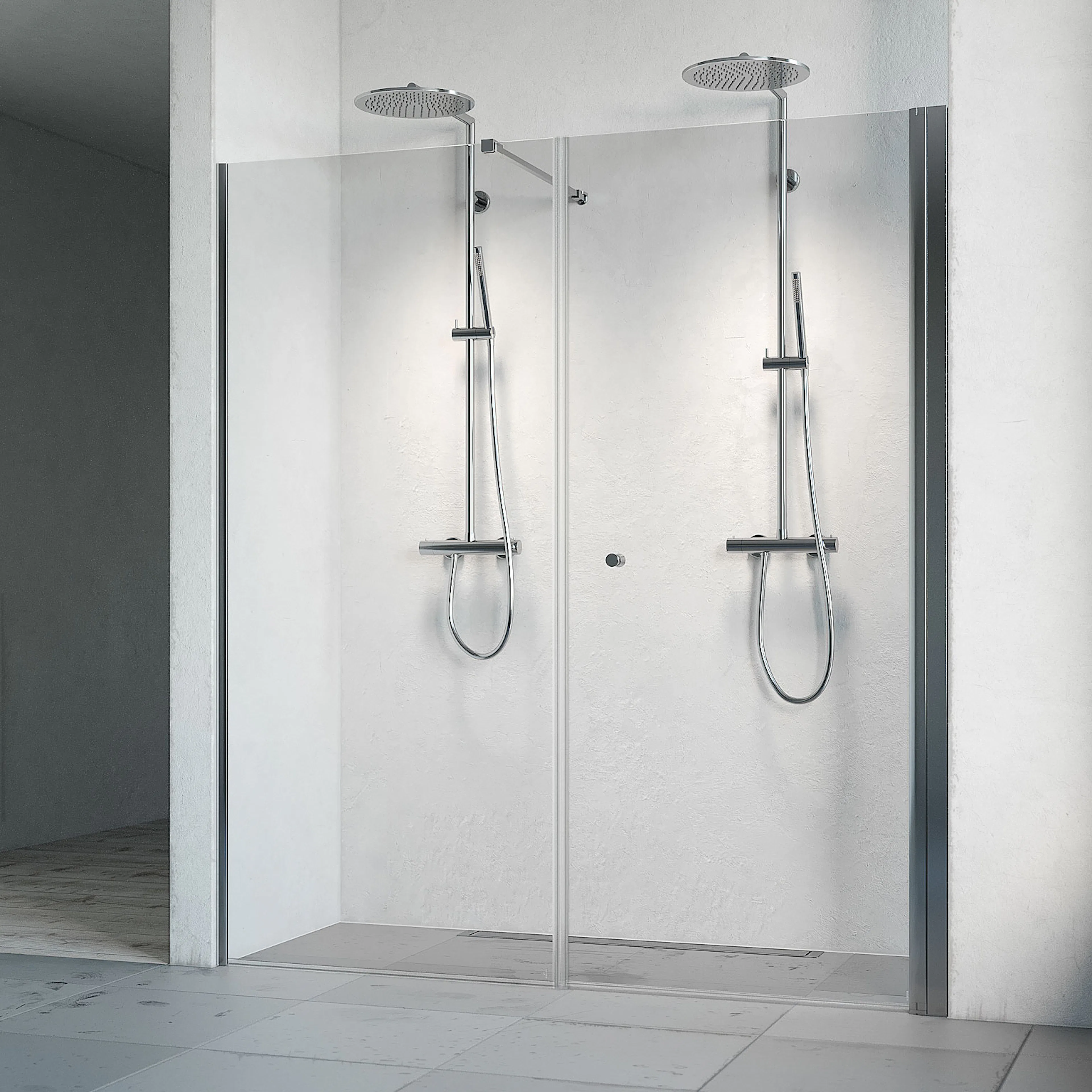 Spirit Swing V100D70 Gr Bl Kl 1000x700 mm, Krom, Klarglas med Hålgrepp