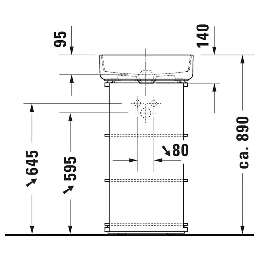 Tvättställ Duravit Bento Starck Box för Placering på Bänkskiva 460 mm