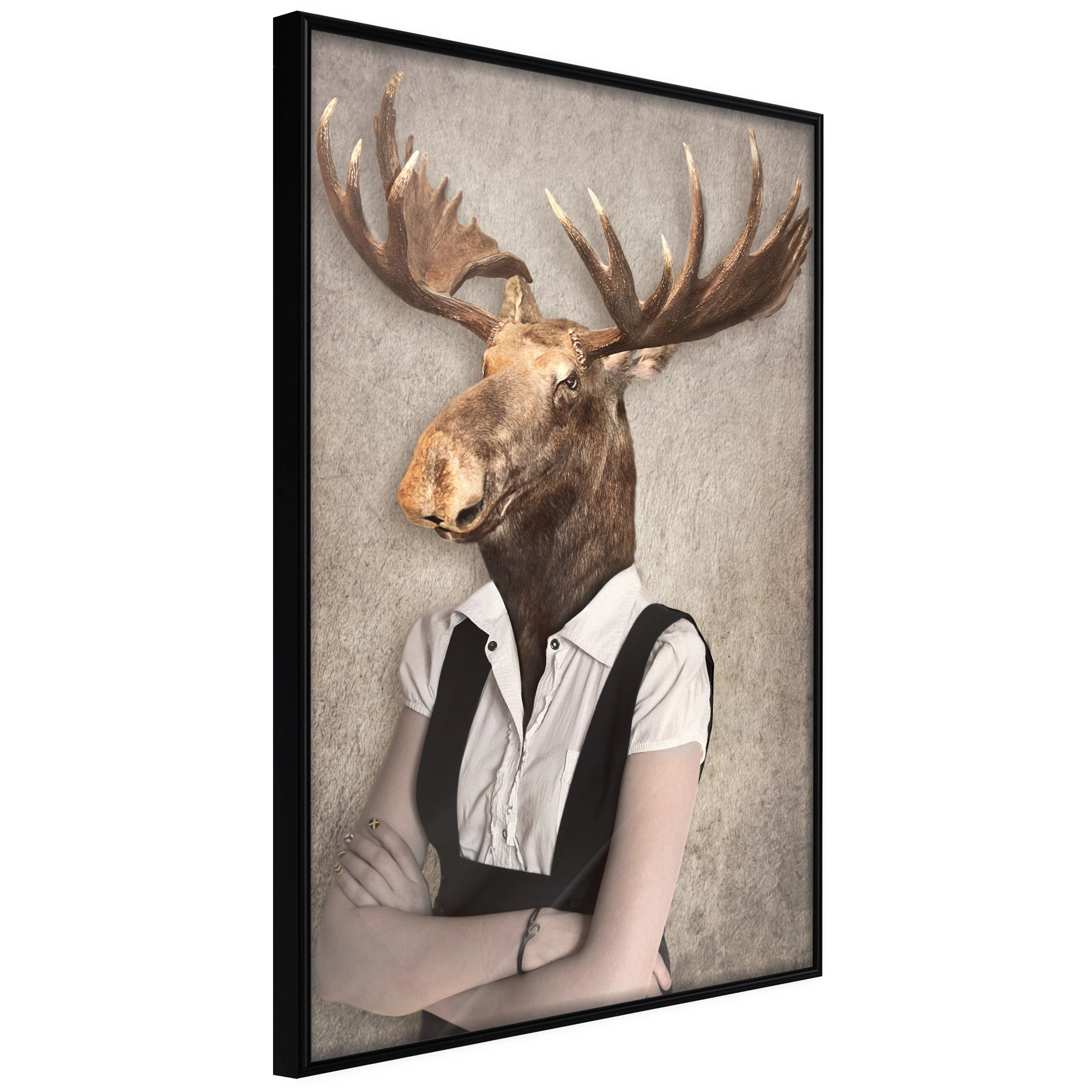 Affisch - Brainy Moose [Poster] 40x60 Svart ram, 40x60 cm