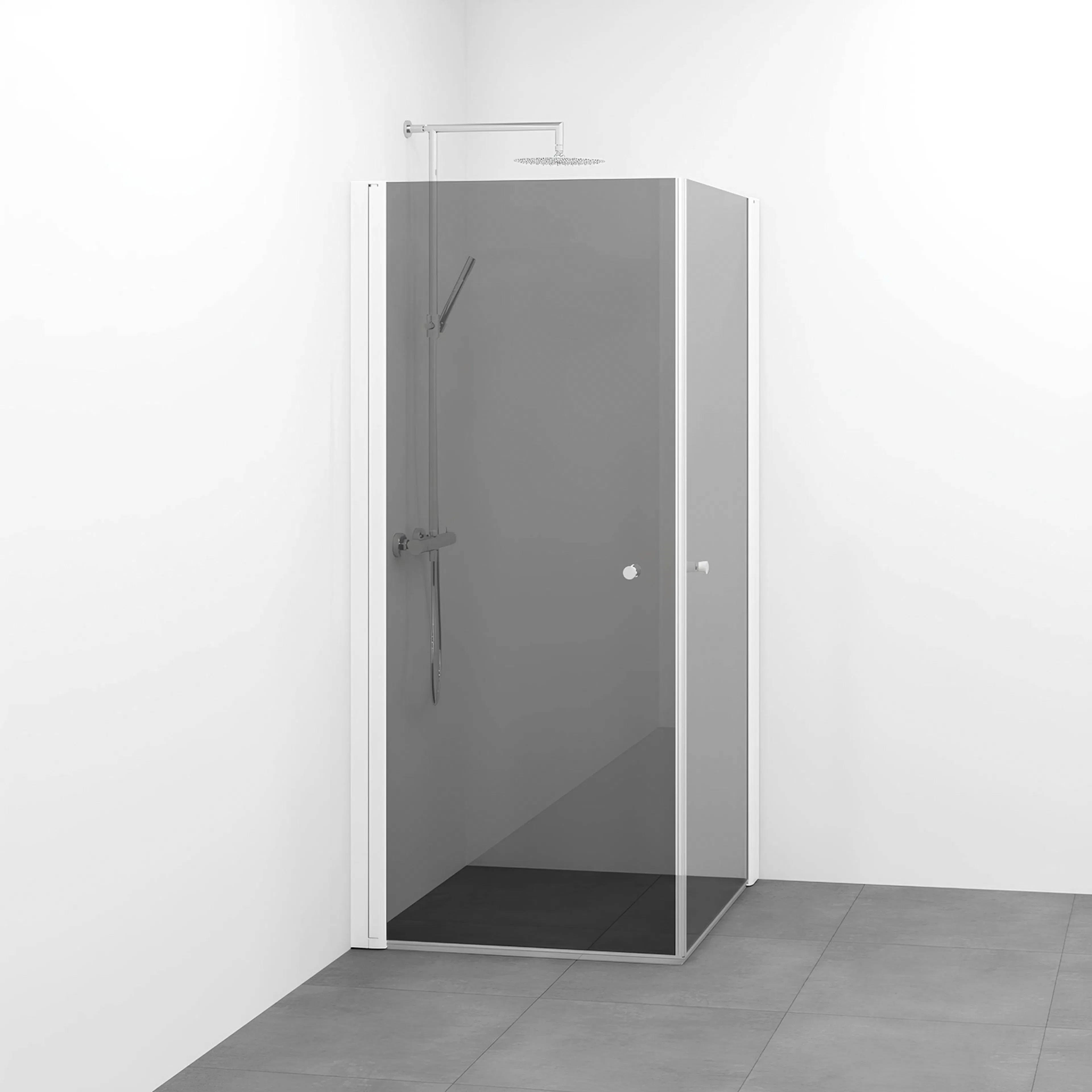Spirit Rak 100x100 Vit Kn To 1000x1000x1970 mm, Vit, Tonat glas med Knopp