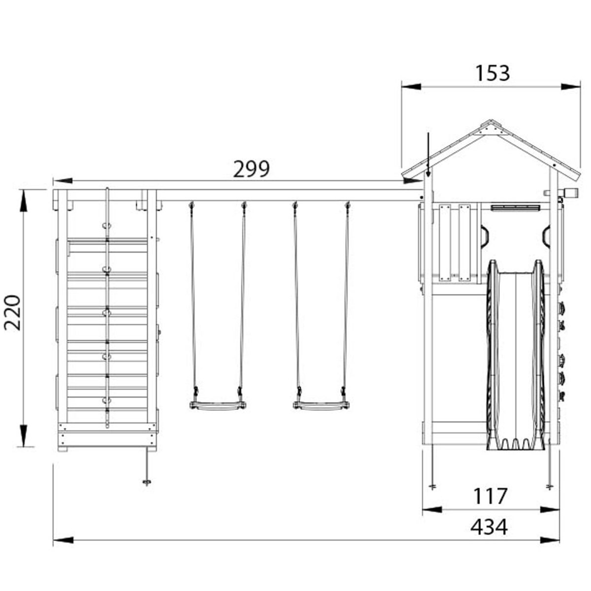 Lektorn Jungle Gym Cottage 2.1 Klättermodul Gul Rutschkana