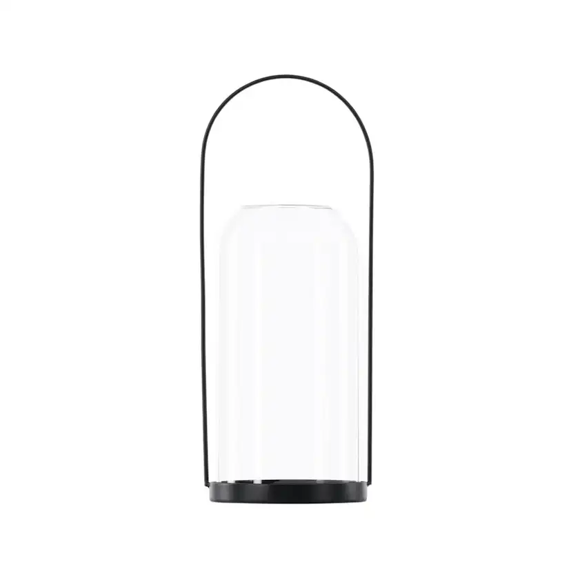 Flora Lantern - Black/Clear Glass - H35*13cm Diamater: 130 mm