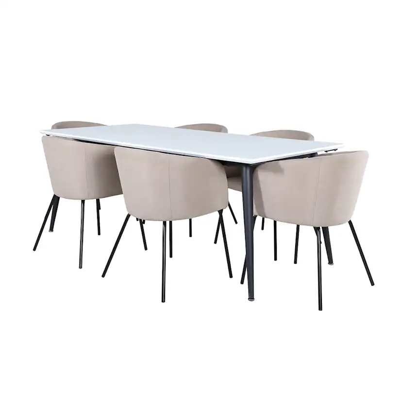 Matgrupp Venture Home Jolie med 6 Bergen Stolar Polyesterlinen