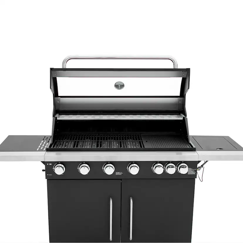 Gasolgrill Kobe 6+1 Brännare Svart Med Gaslock