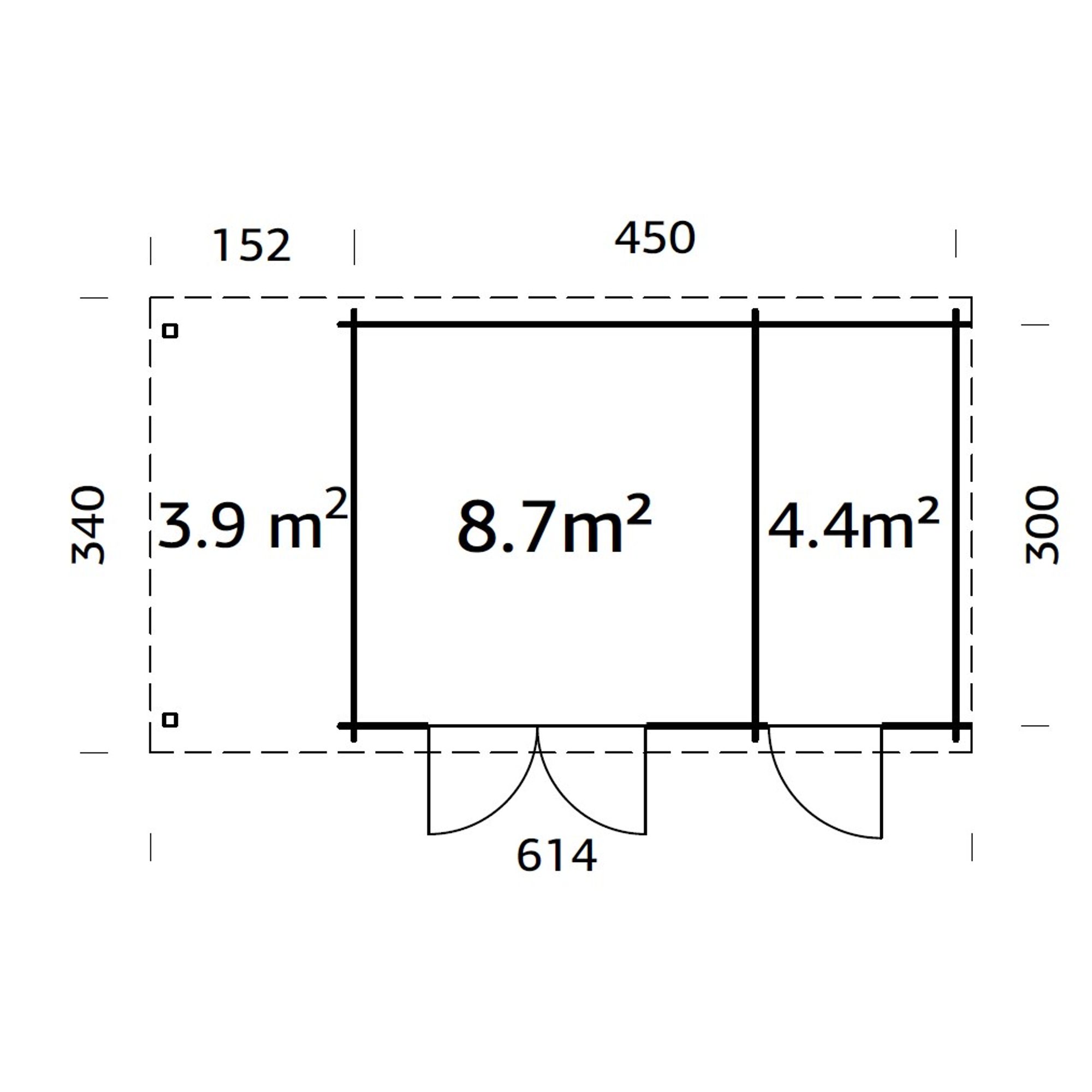 Ella 13,1+3,9 m2 Impregnerad transparent